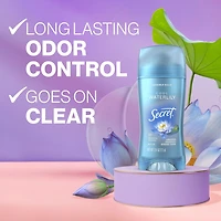 Antisudorifique et désodorisant invisible en bâton Secret, parfum Nénuphar