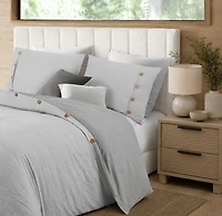 Swift Home Reversible Ultra Soft Solid Duvet Cover Set with Decorative Button Closure, King
