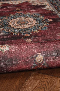 Bryant 5' x 7' Washable Area Rug, Ivory and Burgundy