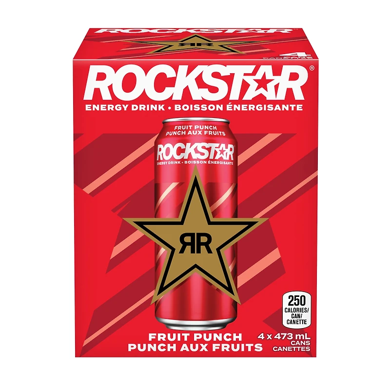 Rockstar Punched Fruit Punch Energy Drink 4 x 473 mL, Cans