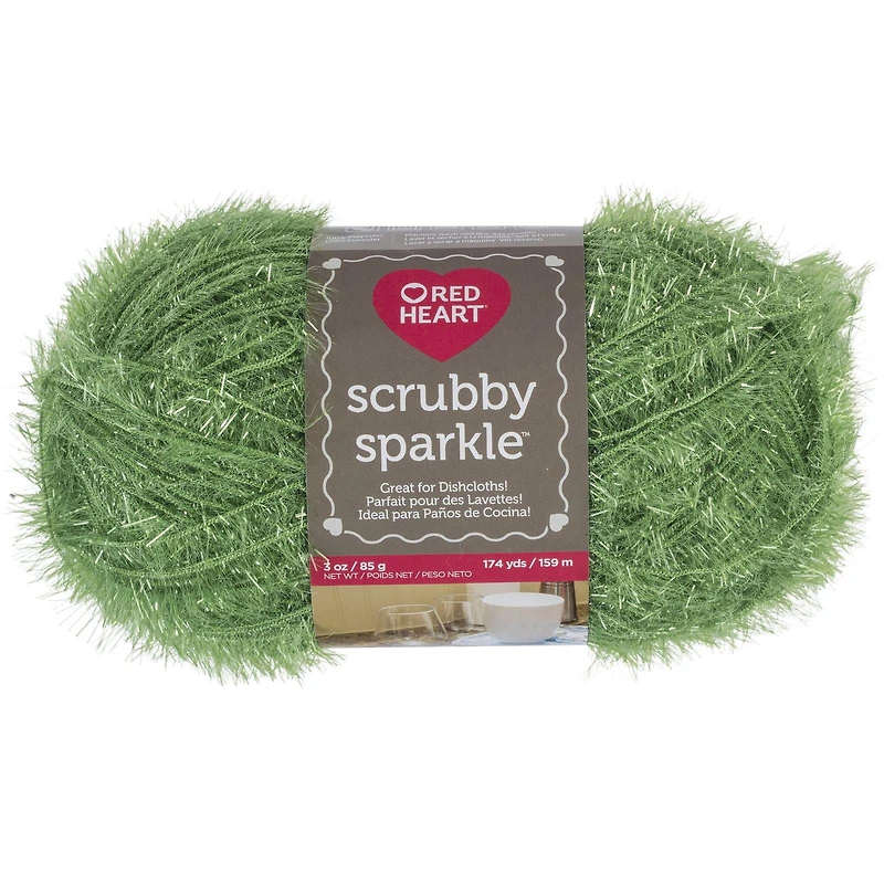 Red Heart® Scrubby Sparkle™ #4 Worsted (Medium) Polyester Yarn, Avocado 3oz/85g 174 Yards