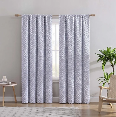 Panneau de fenêtre simple occultant avec passe-tringle à clip Jacquard