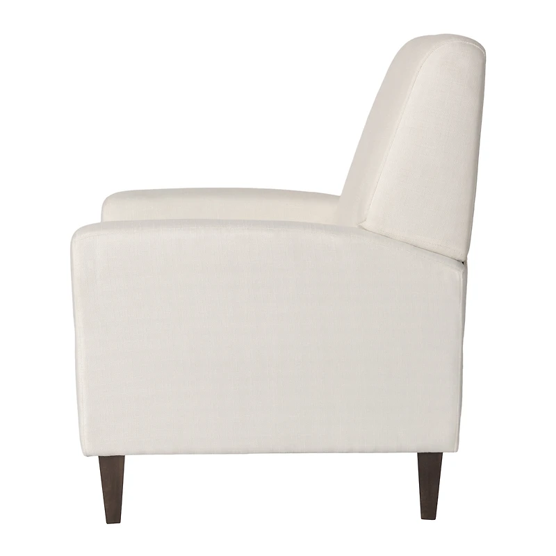 CorLiving Wells Off White Basketweave Fabric Upholstered Indoor Pushback Recliner with Wood Legs