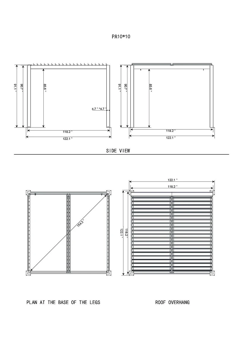 Pergola Vikos 10x10 en aluminium et persiennes en acier galvanisées