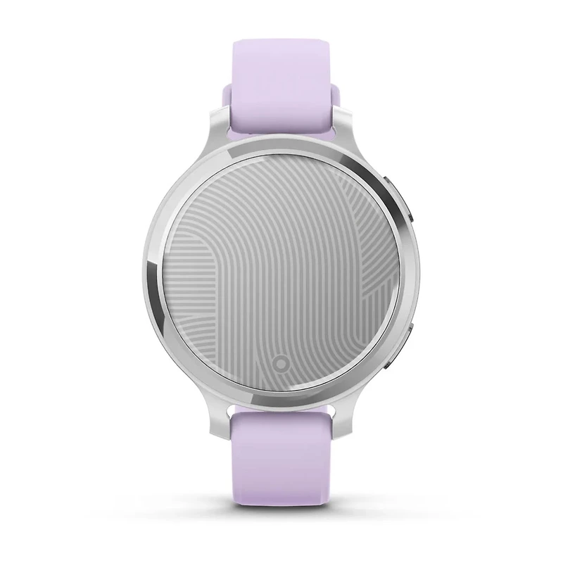 Montre intelligente et tracker d'activité Garmin Lily 2 Active - Argent avec bracelet en silicone violet jasmin