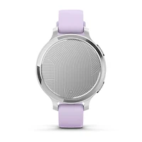 Montre intelligente et tracker d'activité Garmin Lily 2 Active - Argent avec bracelet en silicone violet jasmin