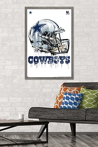 NFL Dallas Cowboys - Drip Helmet 20 Wall Poster, 22.375" x 34" Framed