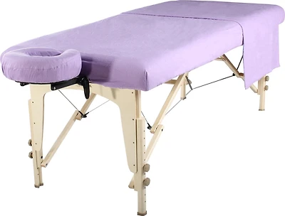 Set de 3 pièces de drap en flanelle de coton Master Massage comprenant un drap plat, un drap housse et un protège visage