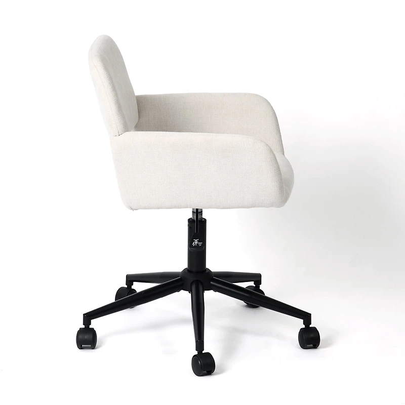 Chaise de bureau pivotante Homy Casa, chaise de bureau ergonomique réglable, tissu chenille beige