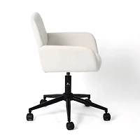 Chaise de bureau pivotante Homy Casa, chaise de bureau ergonomique réglable, tissu chenille beige