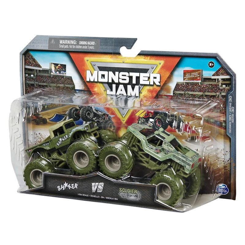 Spin Master Games Monster Jam, Official Shaker Vs. Soldier Fortune Die-Cast Monster Trucks, 1:64 Scale, Kids Toys for Boys Ages 3 and up