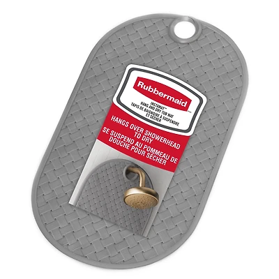 Rubbermaid Instamat Bath Tub Shower Mat, Non-Slip, Hangs on Showerhead for Quick Drying, 27.2" x 15.2", Gray