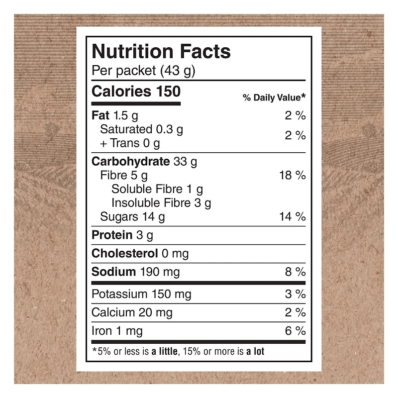 Quaker High Fibre Raisins & Spice Instant Oatmeal