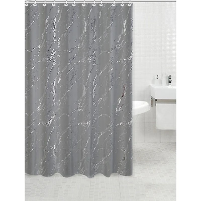 Polyester Feuille D'Argent Marbre Imprimé Rideau De Douche (Gris)