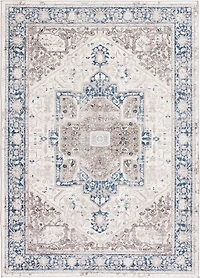 Banburry Tan and Dark Blue Woven Area Rug