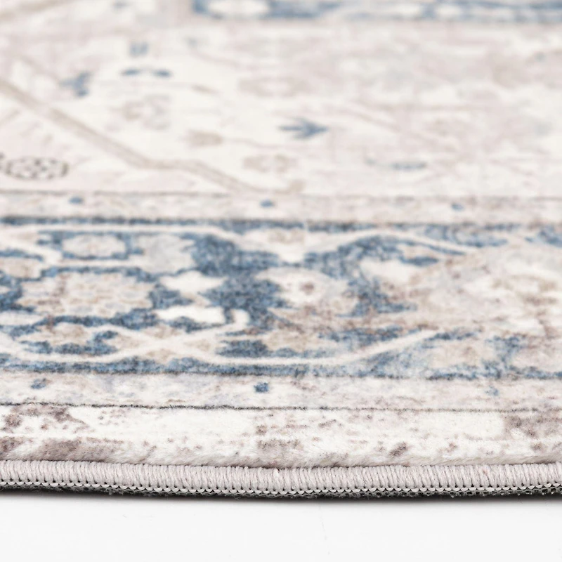 Banburry Tan and Dark Blue Woven Area Rug