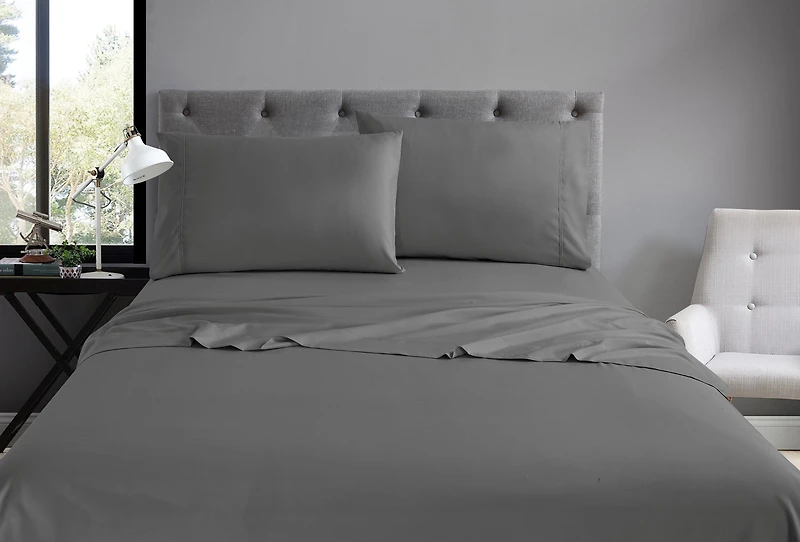 Swift Home Basic 4-Piece King Size Sheet Set, Ultra Soft, Deep Pocket, Easy Care Bedding Set, Gray