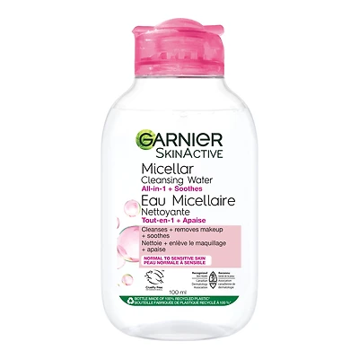 Garnier Micellar Water, Cleanser & Makeup Remover, Travel Size, Suitable for Sensitive Skin