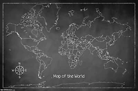 Chalk Map - World Wall Poster, 22.375" x 34"