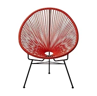 Plata Import Acapulco Chair in Red, Wire Lounge Chair, Plastic Lounge Chair, Beach Lounge Chair, Indoor-Outdoor Lounge Chair, Patio Lounge Chair, Oval Lounge Chair - Set 2