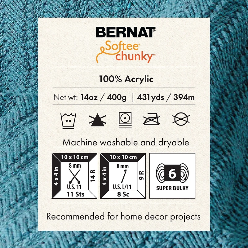 "Bernat® Fil Softee® Chunky™, Acrylique #6 Super Volumineux, 14oz/400g, 431 Yards"