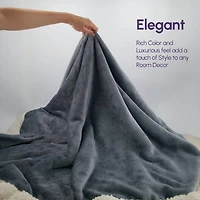 Beddora Couverture de Luxe en Flanelle Sherpa – 50” x 60” – Ultra-Douce & Chaude – 450 GSM Polaire Réversible – Couverture d'Hiver Confortable pour Canapé Ou Lit – Gris