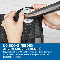 Mainstays Gemma Easy Hang Fabric Shower Curtain with View and Built-in Rings, 70" x 74", Black
