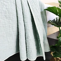 Gouchee Home Carson King Quilt Set – 3-Piece Mint Bedding Set, Stone-Washed Cotton with Wave Stitch Pattern, Soft All-Season Bedspread with Plush Fill & Matching Pillow Shams