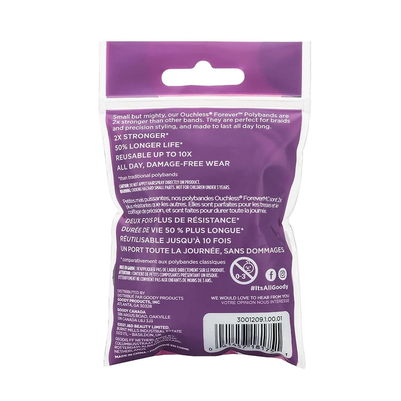 Goody Ouchless Black Polybands - 150 CT