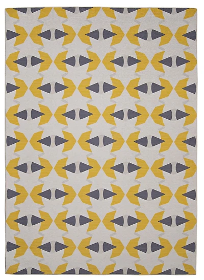 Outdoor Washable Hialeah Ivory & Yellow 3' x 5' Accent Rug