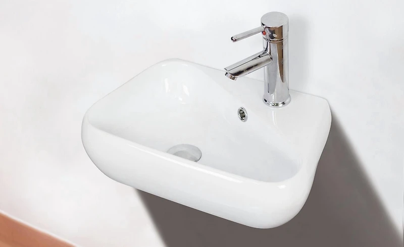 17.5-in. W Wall Mount White Bathroom Vessel Sink Set For 1 Hole Right Faucet AI-26301