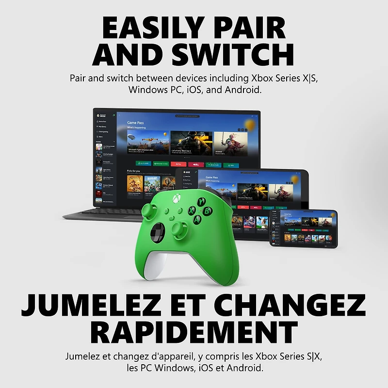 Manette sans fil Xbox – Velocity Green pour la Xbox Series X|S, la Xbox One et les appareils Windows