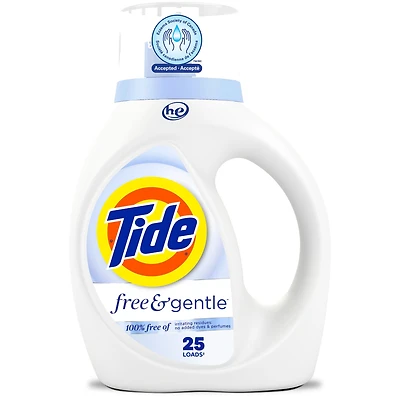 Tide Free & Gentle Liquid Laundry Detergent, Tide Laundry Detergent, Clean Laundry Detergent, 1 Litre, 25 Wash Loads