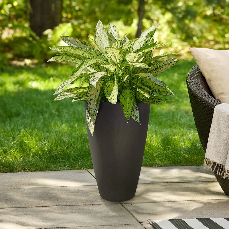 TierraVerde Madison Jardinière Lisse Noire 24"H