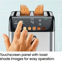 Chefman Smart Touch 2 Slice Digital Toaster, 6 Shade Settings, Bagel Mode - Stainless Steel, New