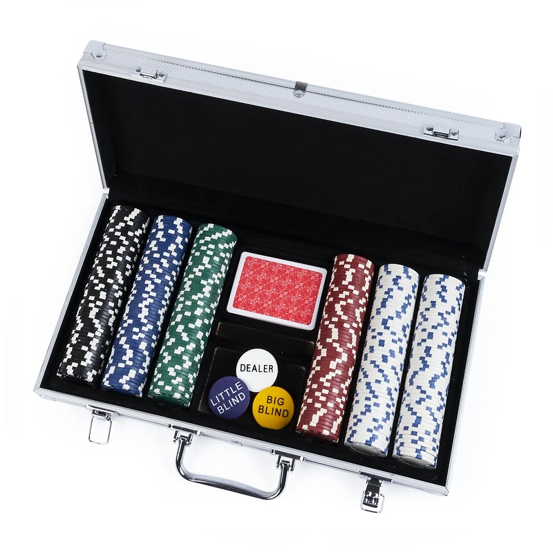 Coffret professionnel de poker 300 jetons dans une mallette en aluminium
