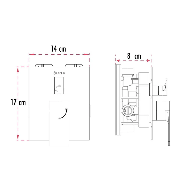 The akuaplus® 3-way diverter Pressure Balance Bath Shower Valve Set square with Magnetic Hand Shower 3 settings with Shower head, and Spout chrome finish