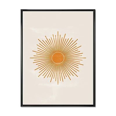 Designart Orange Sun Print II FLOAT FRAME WALL ART