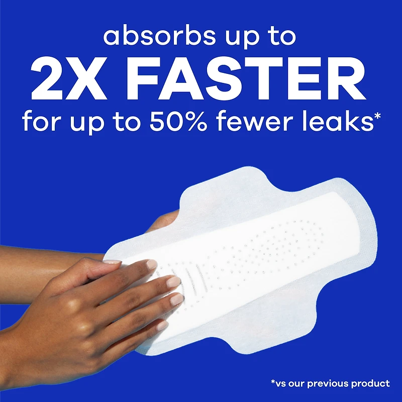 Always Infinity FlexFoam Pads for Women, Size 4, Overnight Pad with Wings, Unscented, 38 Count