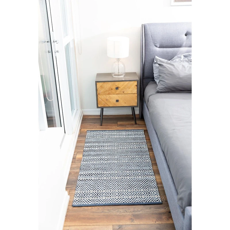 Tapis tissé à plat en coton chevrons Fabstyles pour salon, couloir, patio