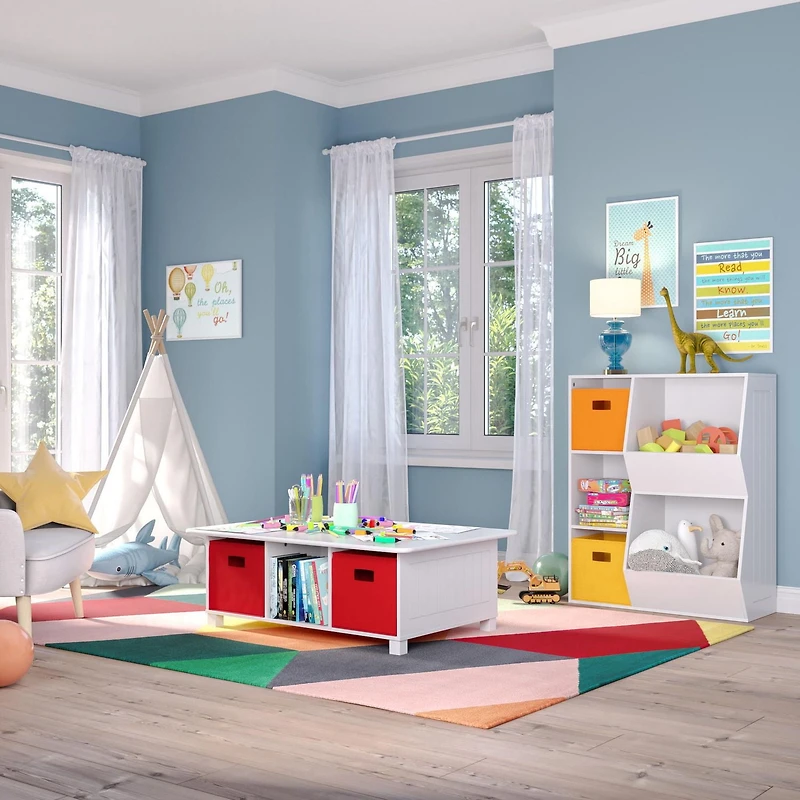 RiverRidge® Home 6-Cubby Storage Activity Table in White for Kids with 2-Piece Bins