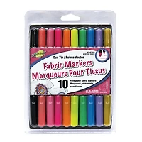 FABRIC FUN Dual-Tip Fabric Markers, Bright Colours, 10-Pack