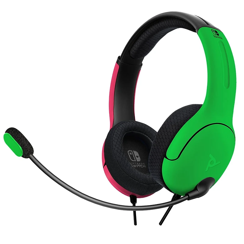 PDP Gaming LVL40 Wired Stereo Gaming Headset with Noise Cancelling Microphone: Nintendo Switch - Pink & Green