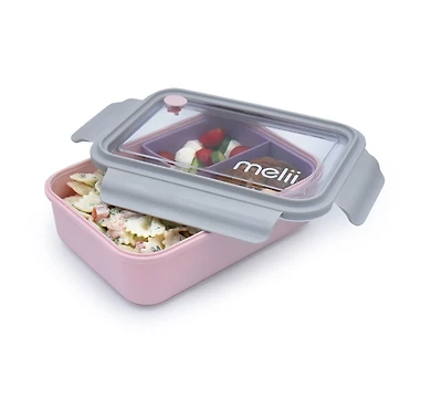 Melii Bento Box with Removable Dividers - 42.3 oz (1250 ml) - Pink - 1 Count