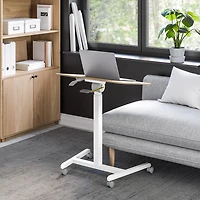 Seville Classics Natural Wood airLIFT® Pneumatic Tilting Mobile Desk Cart