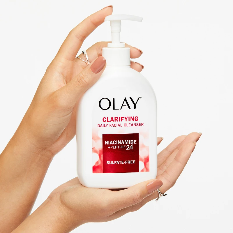 Olay Niacinamide + Peptide 24 Face Wash, Clarifying, Sulfate-Free, 473 mL