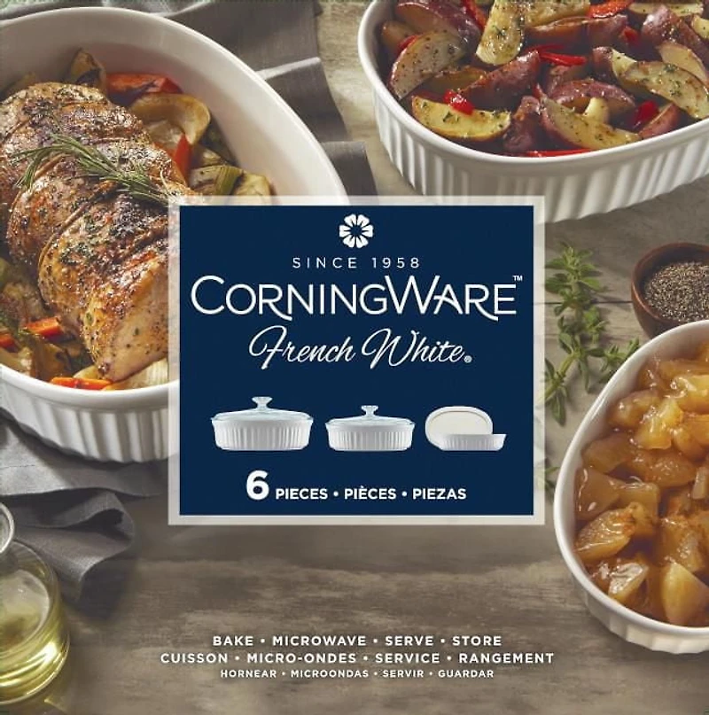 CorningWare® French White® 6 Piece Bakeware Oval Set
