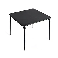 Homy Casa 33.9" Square Folding Table, Black PVC Top with Metal Legs for Dining, Game Room, Party and Small Spaces