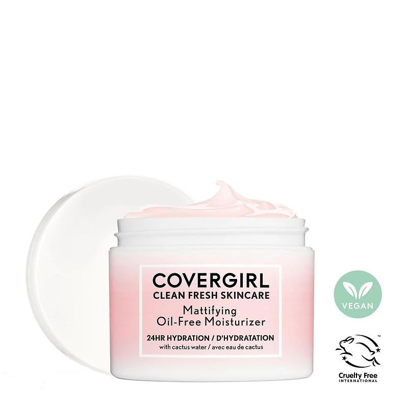COVERGIRL Clean Fresh Skincare Mattifying Oil-Free Moisturizer, Mattifying Face Moisturizer Formulated with Cactus Water, 100% Vegan & Cruelty-Free