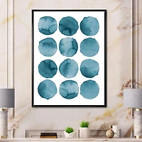 Designart Aquamarine Circles Blue Geometric Elements FLOAT FRAME WALL ART